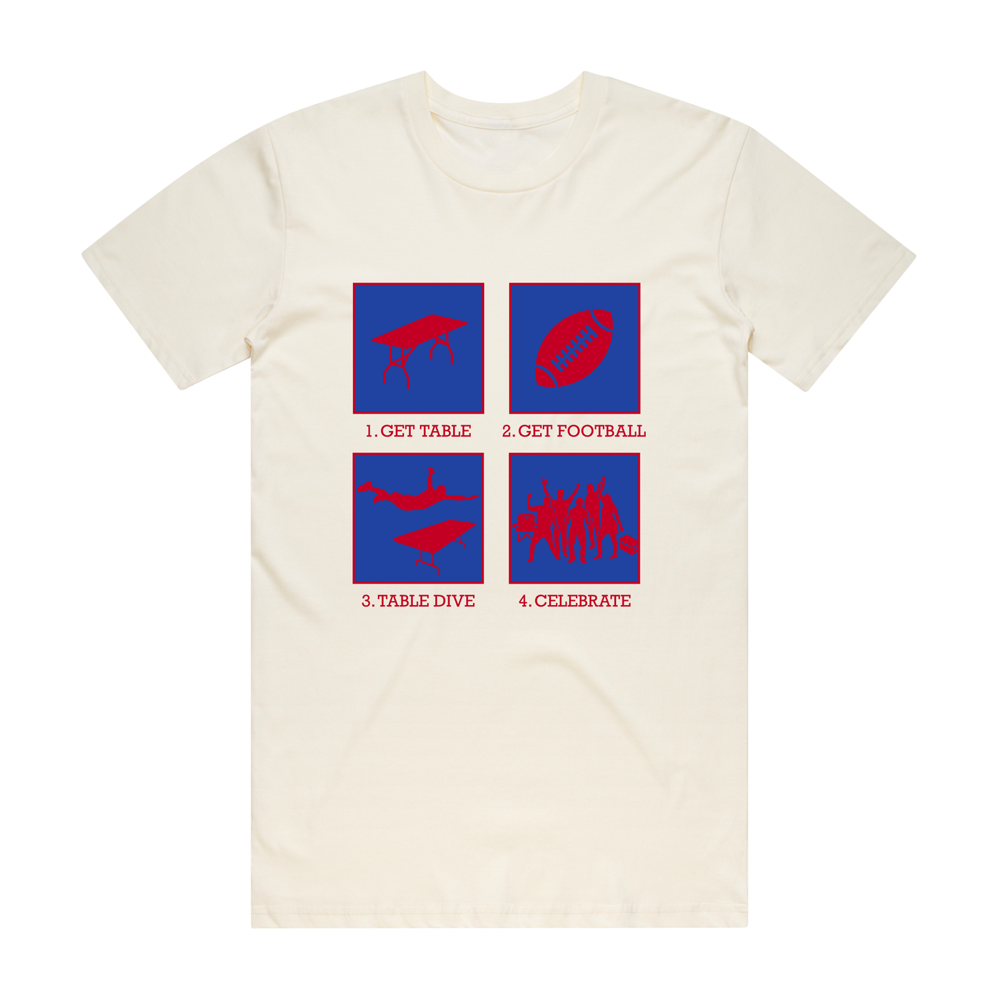 Cream Red/Blue Table Dive Tee
